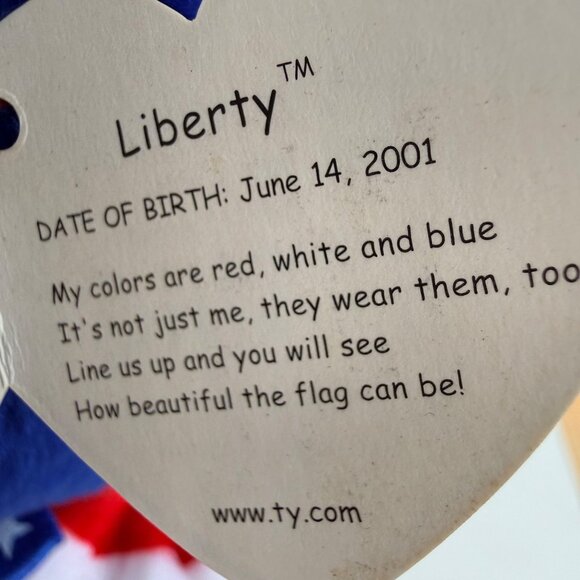 Liberty Ty Beanie Baby Patriotic Plush VTG Blue Face...